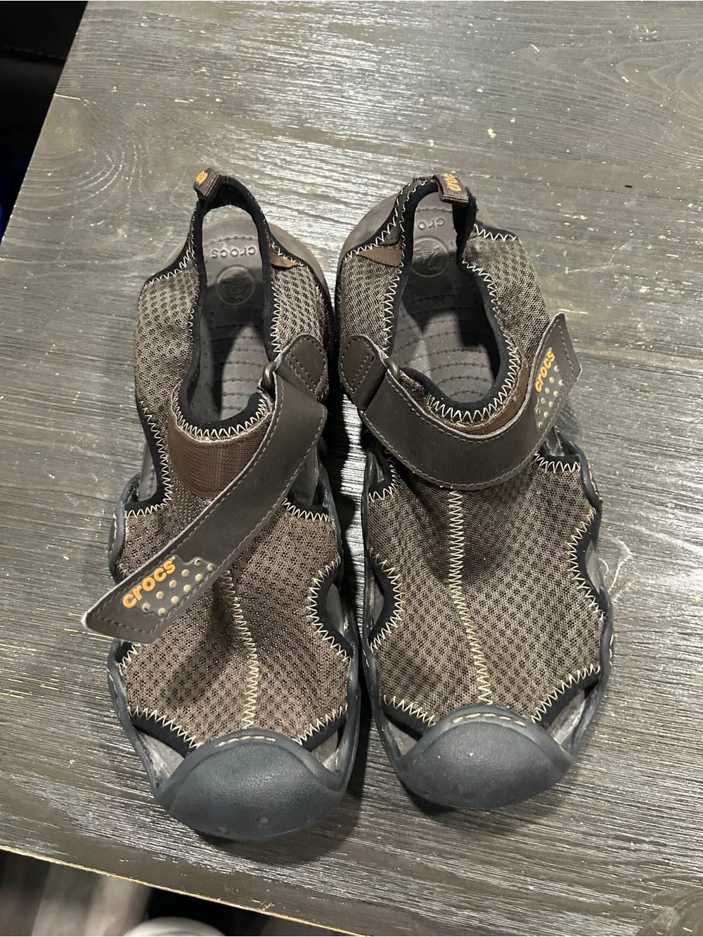CROCS Brown and Black Mesh Sport Sandals